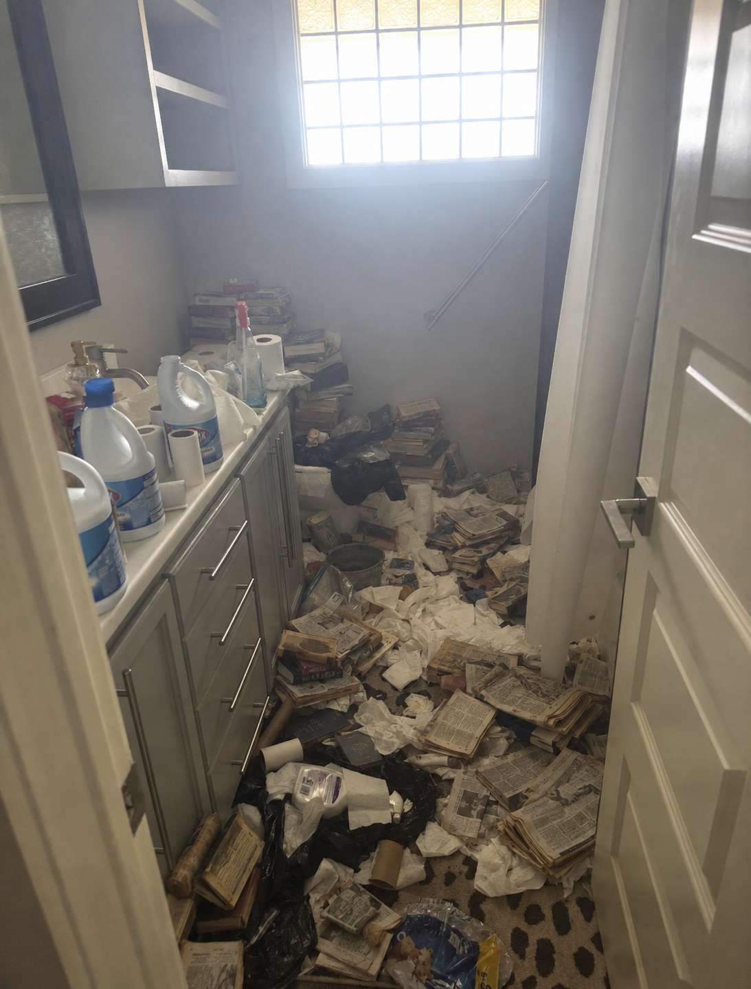 Bathroom before hoarding cleanup