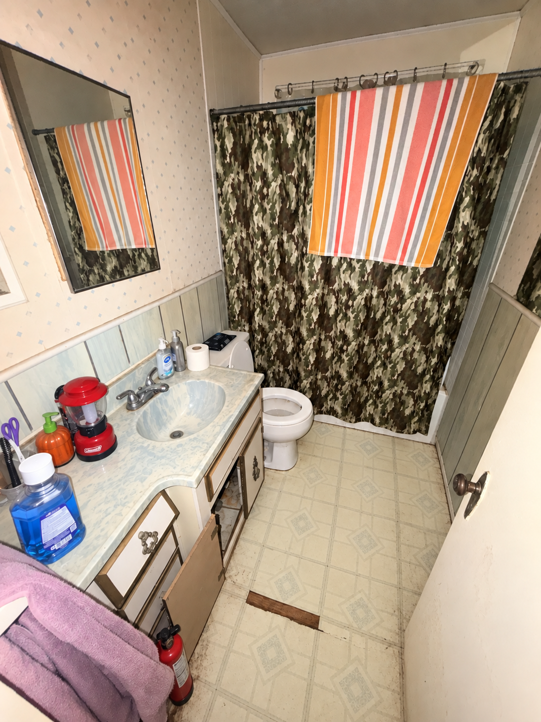 Bathroom after waste removal cleaning disinfection and sanitizing in Maysville Oklahoma
